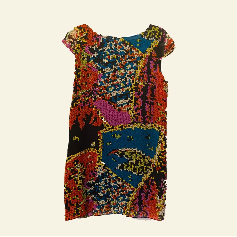 Cap Sleeve Geometric Mini Dress